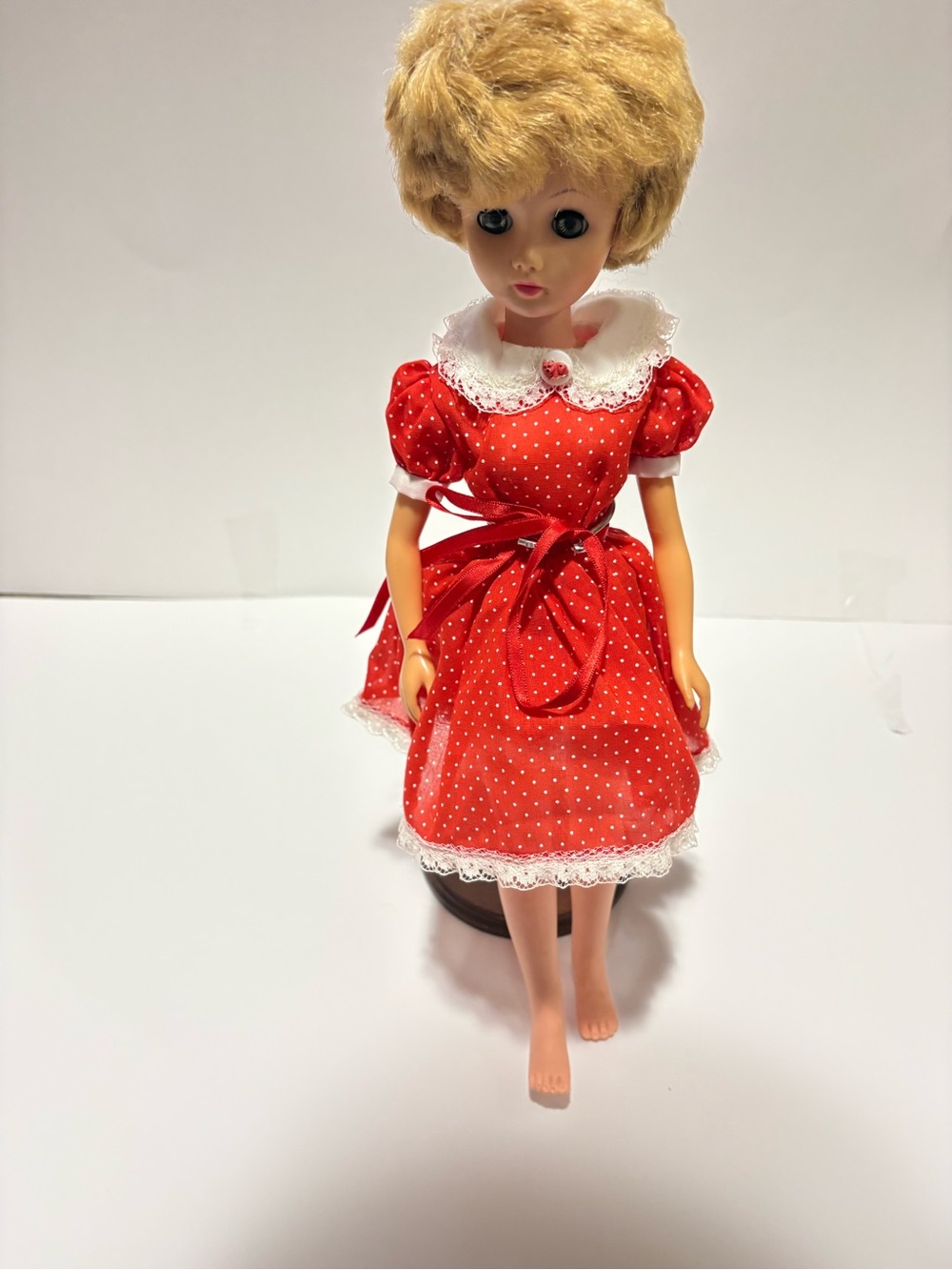 Vintage 1960 Style Doll with Polkadot Dress
